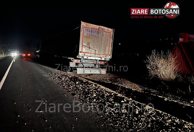 Accident pe drumul Dorohoi – Botoșani! Pieton aflat în traversarea drumului acroșat de un camion - FOTO