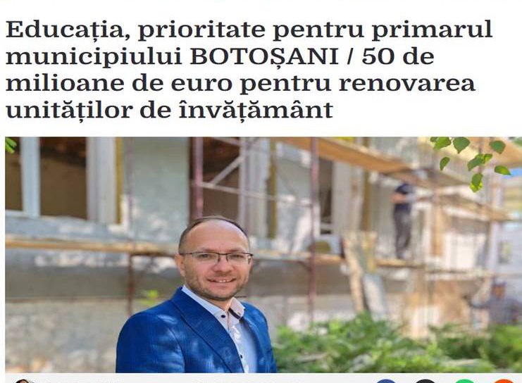 Presa națională laudă investițiile în educație ale primarului Cosmin Andrei
