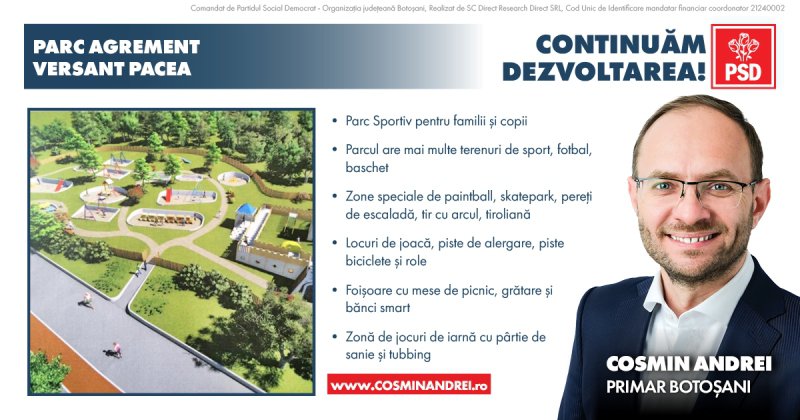 Cosmin Andrei pe șantierul de la Versantul Pacea: „Parcul de agrement cu terenuri de sport pentru copii și familii se deschide până la finalul acestui mandat”