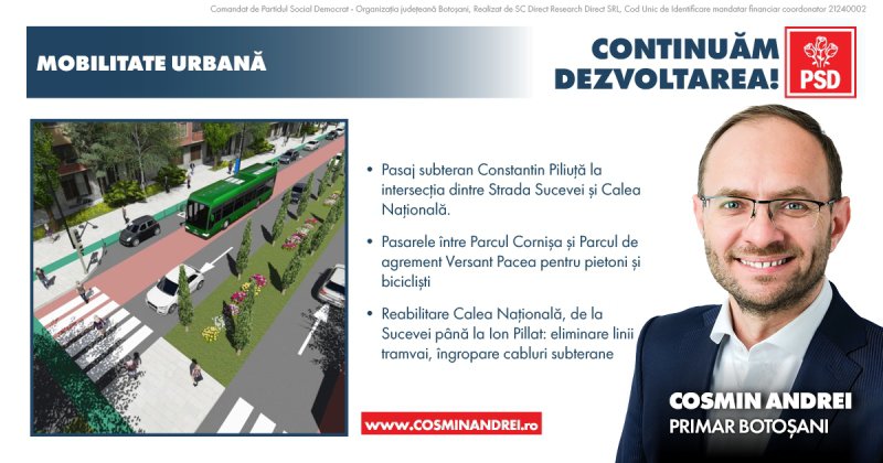 Primarul Cosmin Andrei a prezentat marile proiecte de infrastructură din mandatul următor: Șosea de centură nouă, pasaje noi și modernizarea Căii Naționale