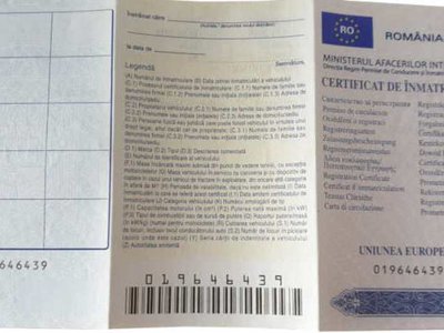 Schimbare pentru certificatul de înmatriculare …