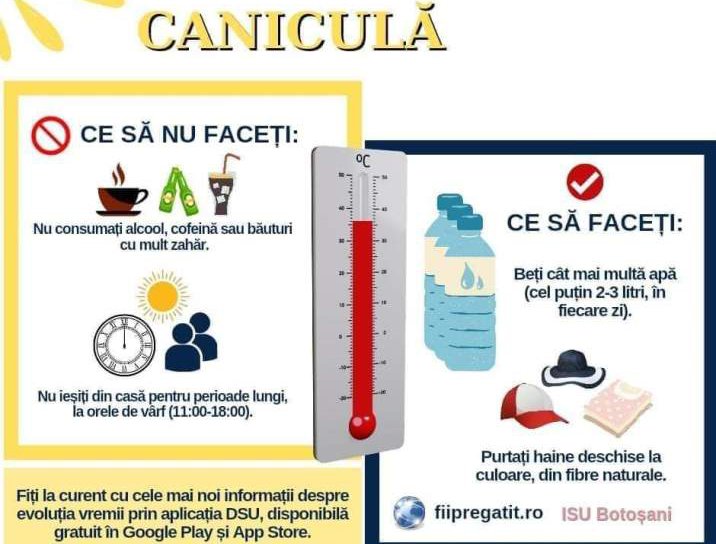 Cod galben de caniculă pentru județul Botoșani