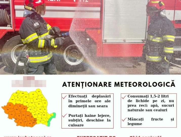 Cod galben de caniculă pentru județul Botoșani. Vor fi temperaturi între 32 și 34 de grade