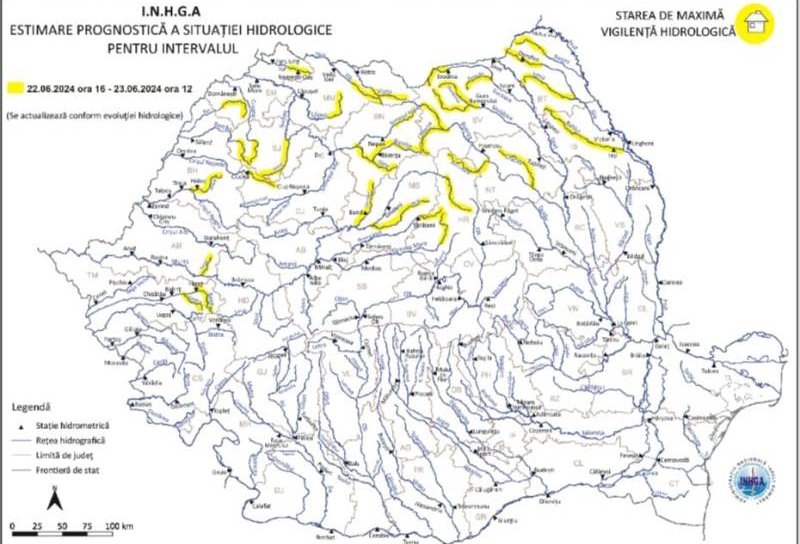 Cod galben și risc de inundații pe râurile Jijia, Prut și afluenții acestora
