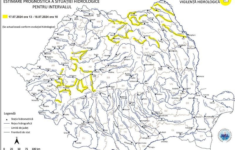 ATENȚIE! Risc de inundații pe râurile Jijia, Prut, Siret și afluenții acestora