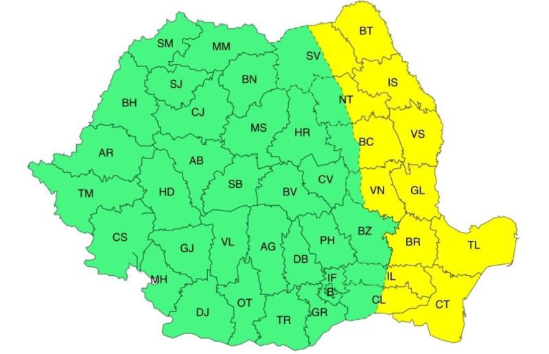 ANM a emis avertizare cod galben de vânt puternic pentru următoarele ore.