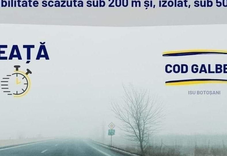 Codul galben de ceață și polei pentru judeţul Botoșani