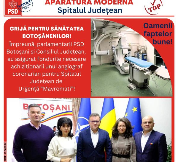 Angiograful ultraperformant ajunge săptămâna viitoare la Spitalul Județean Botoșani