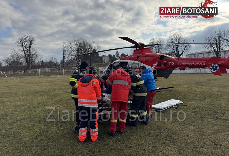 Bărbat din Havârna preluat de elicopterul SMURD de la Dorohoi - FOTO